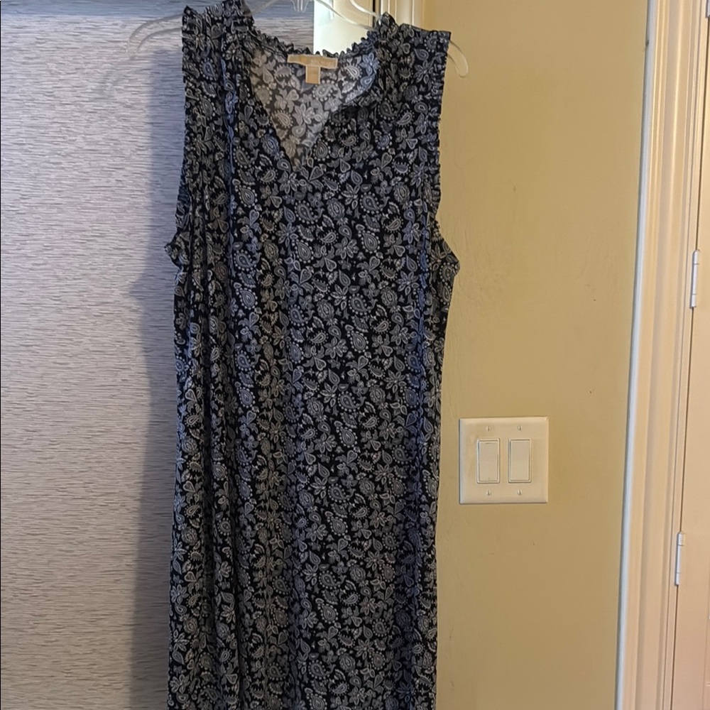 Elegant blue and White Floral Dress